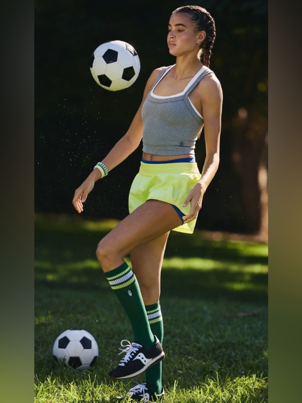 Free People Movement ~ Knee High Logo Stripe Socks ~ Green/Verde * NWT - Picture 6 of 16